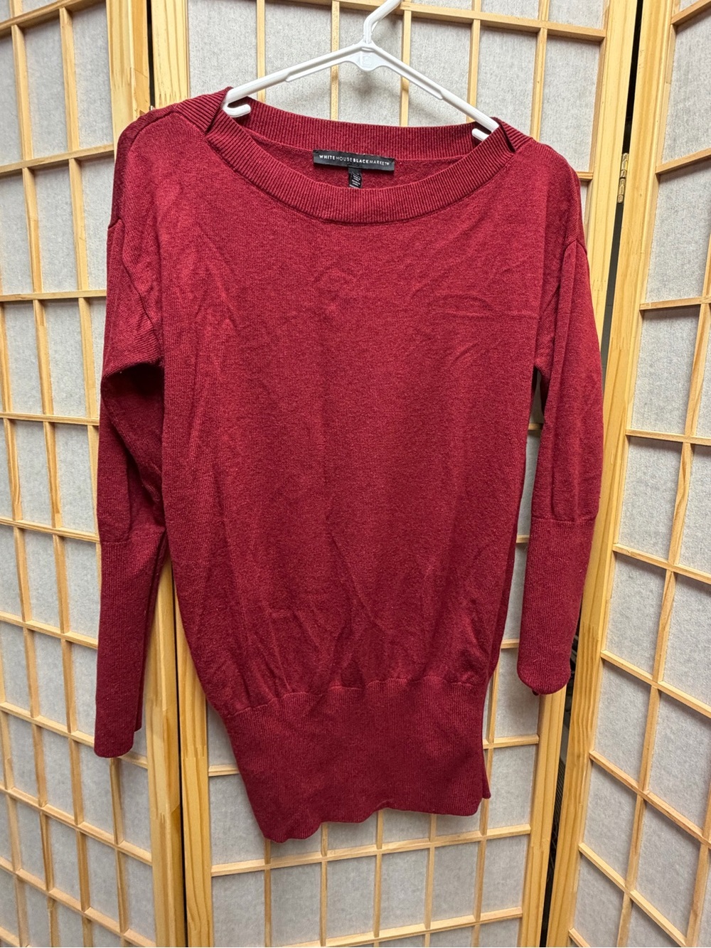 White House Black Market Burgundy Crewneck Sweater